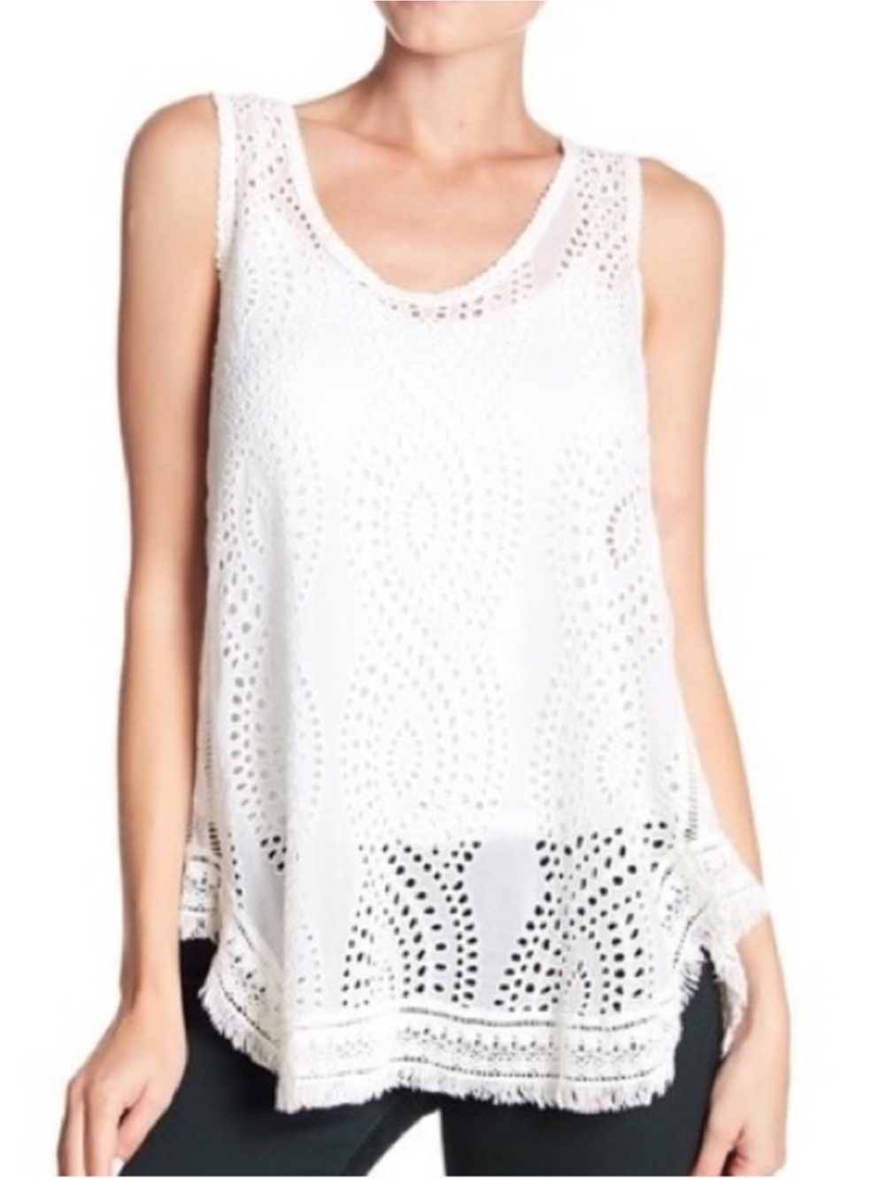Johnny Was Crochet Fringe Tank Top